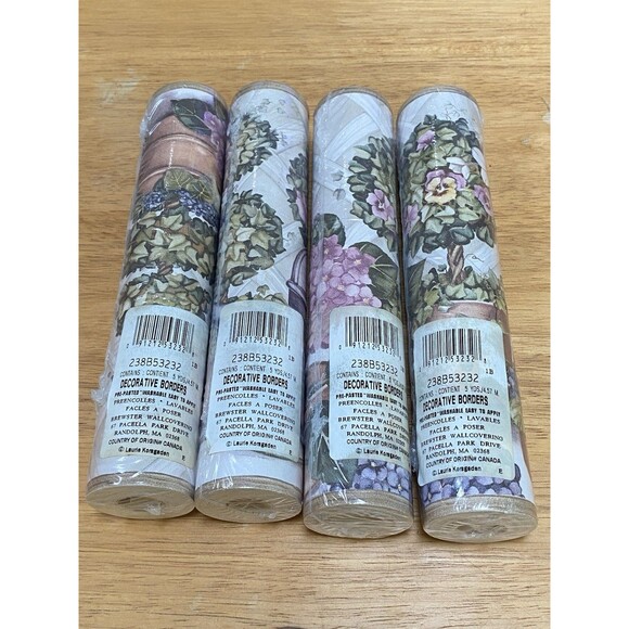 Lot of 4 Brewster 238B53232 Borders and More Flower Pot Wallpaper Border 5 yds. - Picture 1 of 6